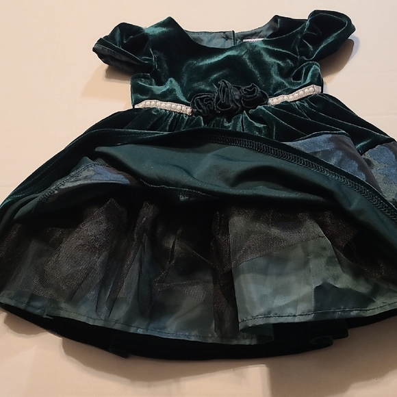 Blueberi Boulevard Deep Green Velvet Dress NWT RV $70 12 Months - Picture 9 of 10